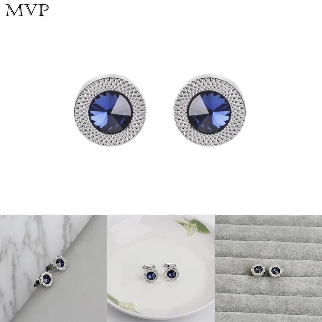 

Unsiex Fashion Geometric Shape Rhinestone Cufflinks Snap Closure Cuff As Picture Button