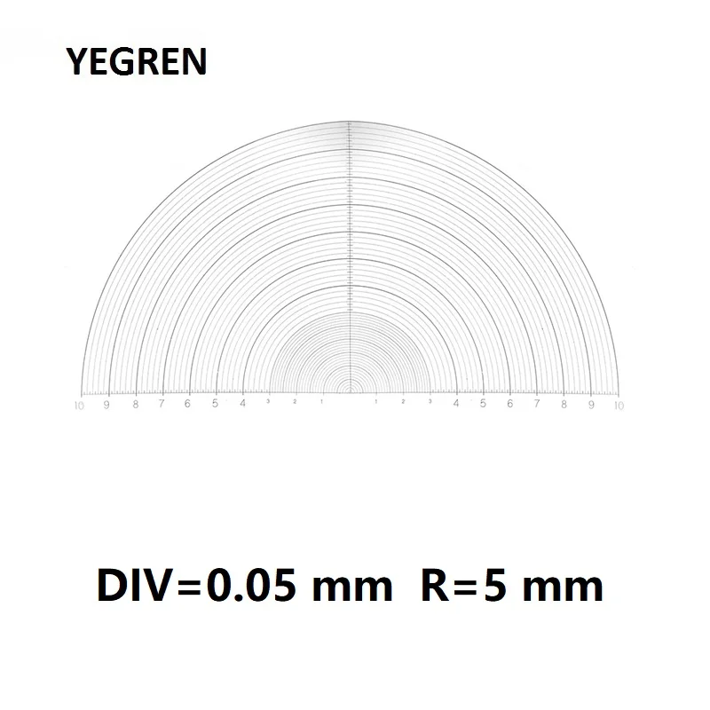

DIV 0.05 mm Microscope Eyepiece Micrometer R=5 mm Concentric Semi-circles Reticle Scales Ocular Calibration Diameter 20 mm