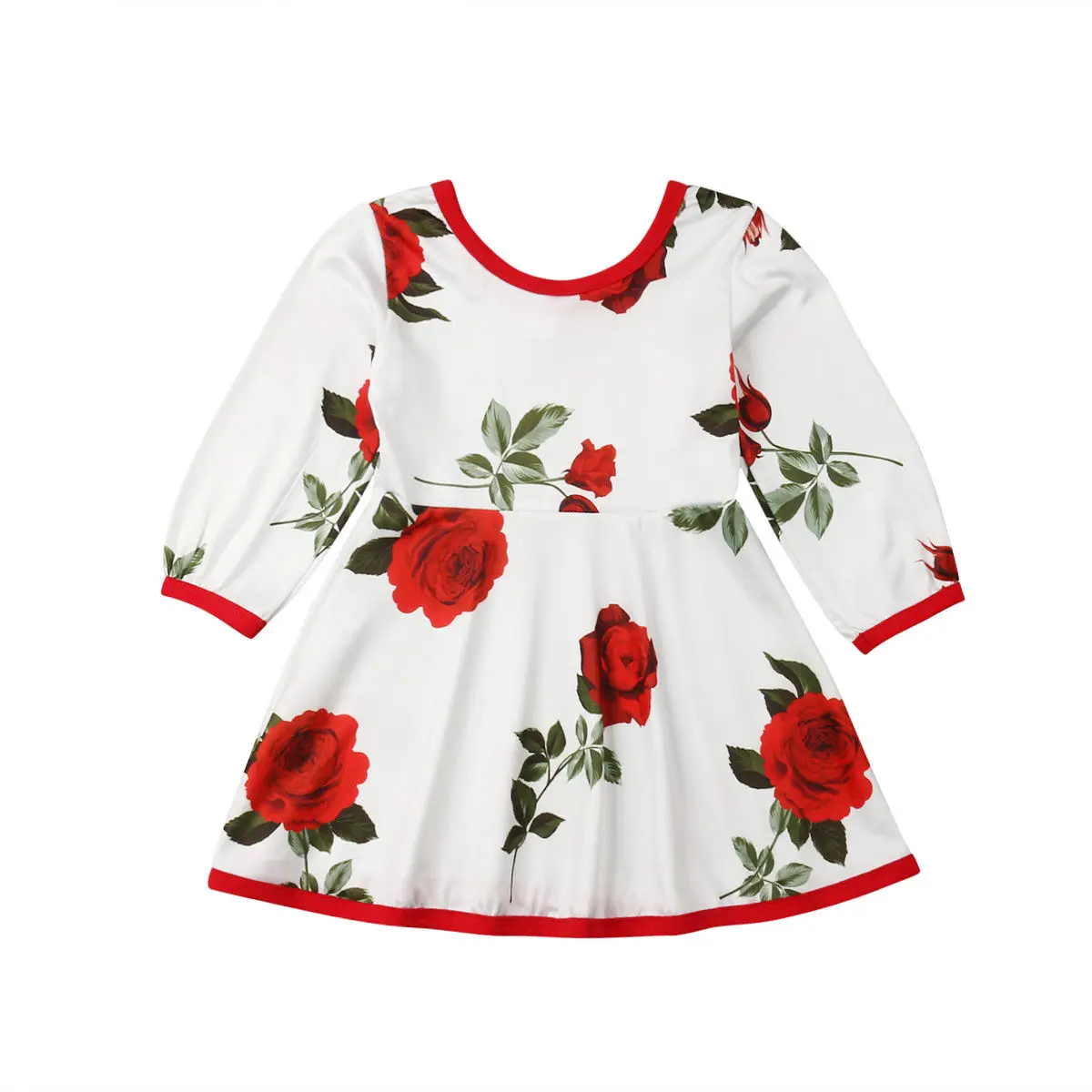 0-5Y Toddler Kids Baby Girl Long Sleeve Rose Flower Princess Girls Formal Pageant Party Dress Clothes | Детская одежда и обувь