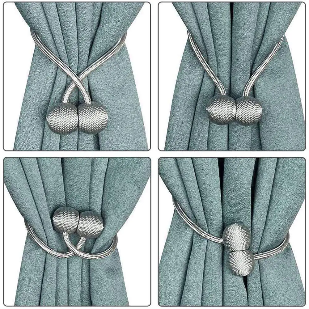 

OHEART 1pcs Magnetic Pearl Ball Curtain Tiebacksnd Curtain Buckle Clip Holdbacks Binding Weaving Tie Band Home Office Decorative