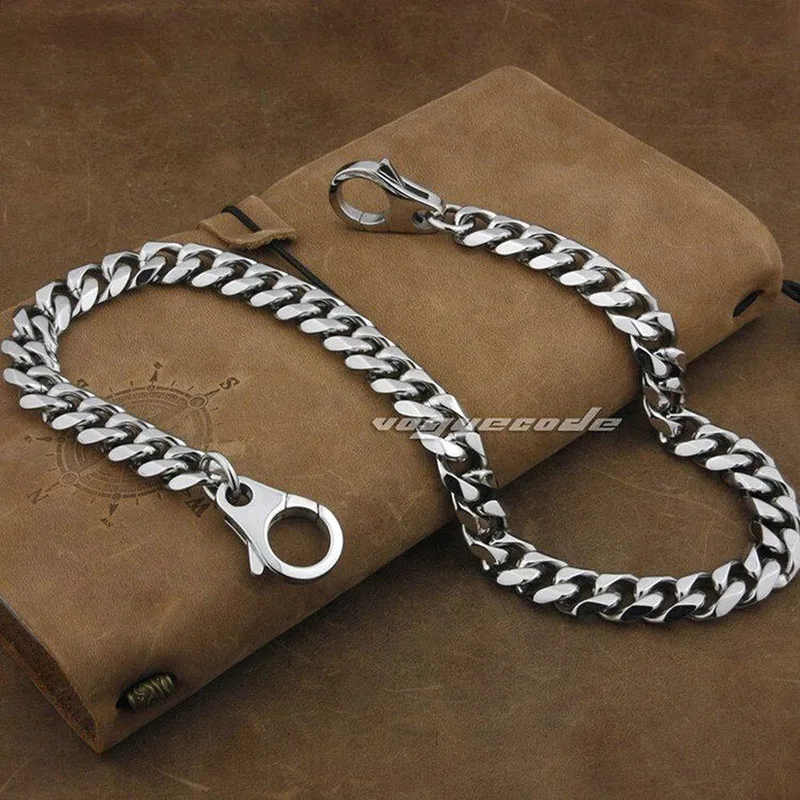 

Shiny Silver Rocker Fashion Waist Pendant Solid 316L Stainless Steel Cool Men's Biker Wallet Chain 5N010WC 14"~36"