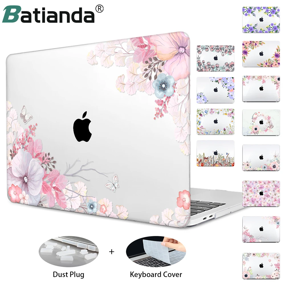 Цена Жесткий чехол с цветочным рисунком и кристаллами для MacBook Air 11 12 air 13 A1466 A1932 retina 13 pro 13,3 15 touch bar Цветы Чехол для ноутбука