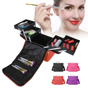 

Three Layers Professional Large Capacity Make Up Bag Portable Cosmetics Case Portable Makeup Nail Art Tattoo Salon Tool Bag