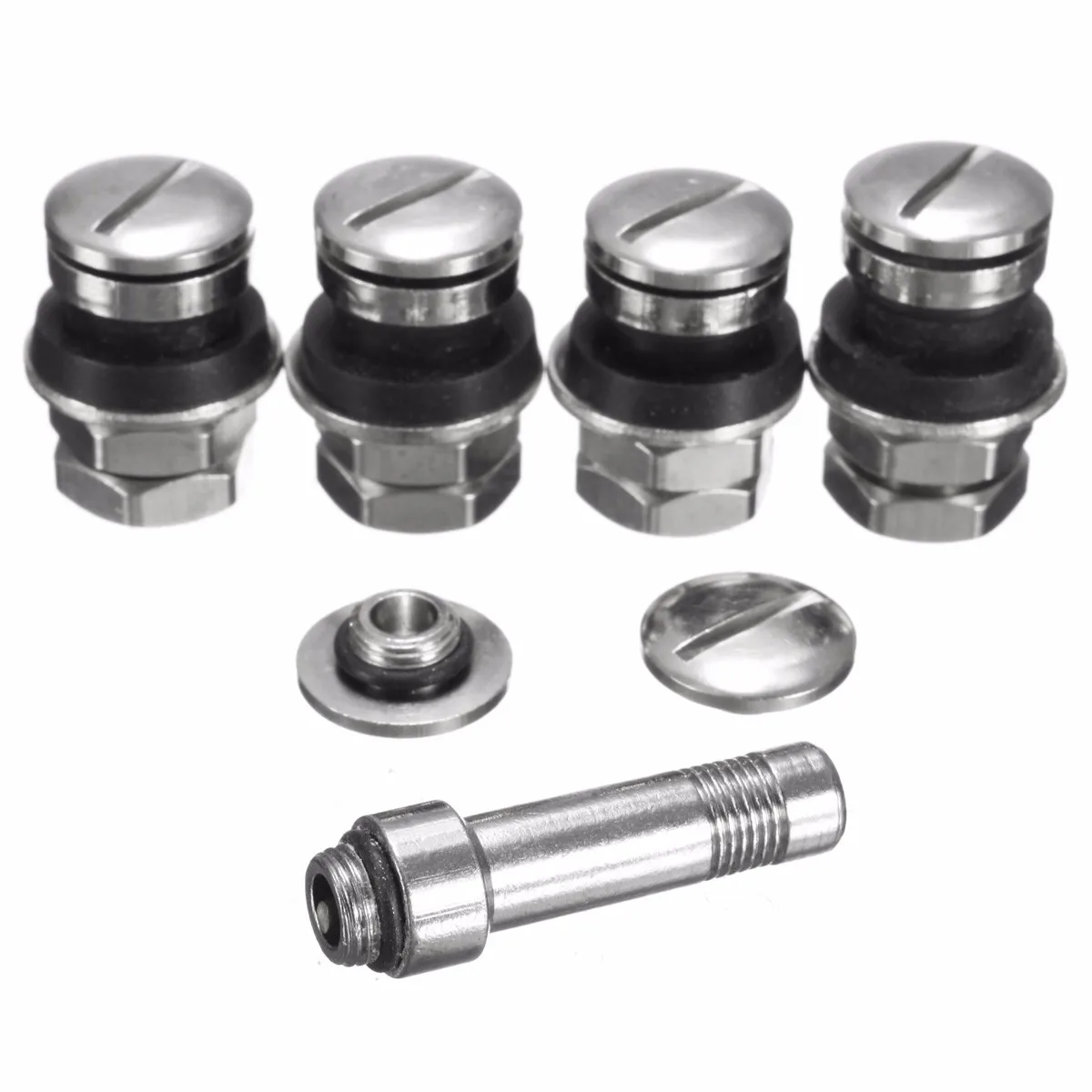 4 Pcs/Set Universal Chrome Stealth Flush mount Car Wheel Tire Tyre Valve Stems Tube Cap