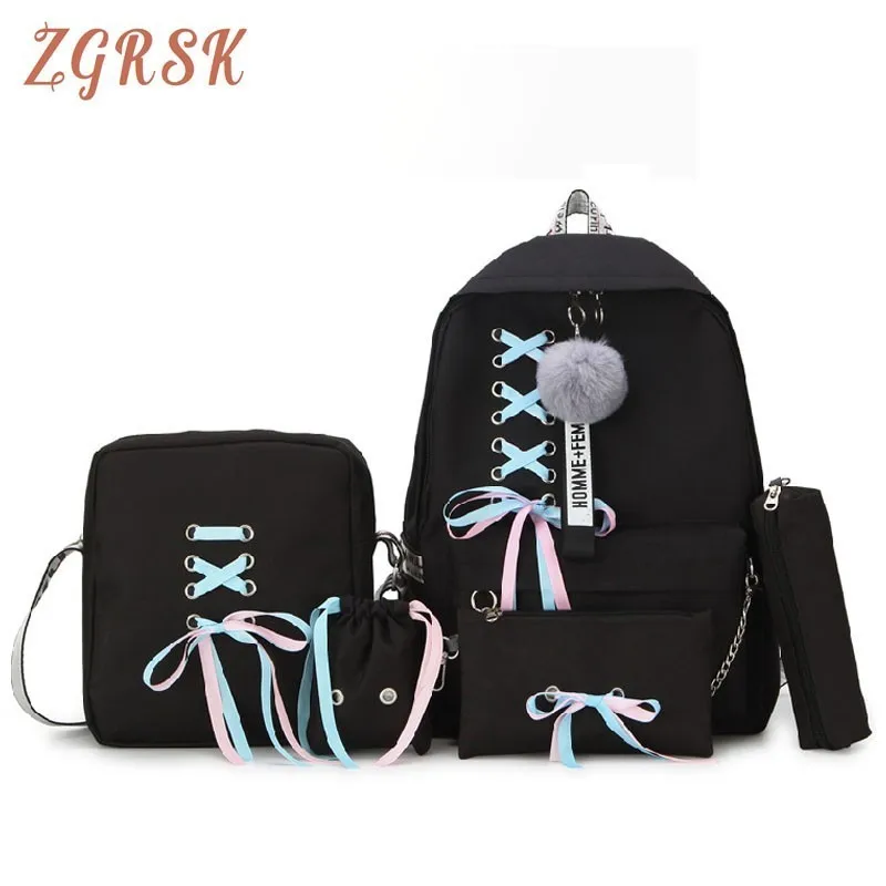 

Fashion Backpack Bag Woman High Middle School Students Schoolbags Female Campus Back Pack Set Backpacks Bagpack For Girls