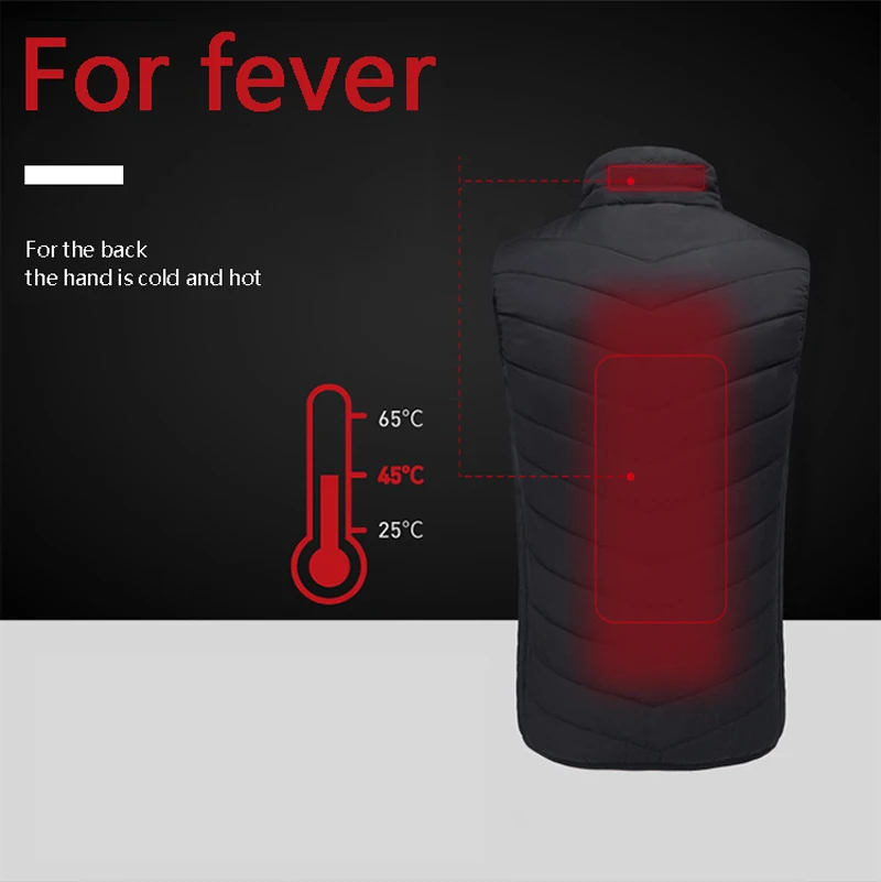

Mens Heated USB Sleeveless Jacket Vest Full Zipper Outdoor Heated Coats Temperature Control Safety Clothing