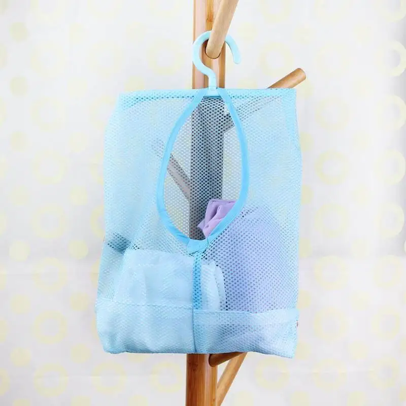 متعددة الأغراض صندوق تخزين ملابس الجافة الرف شبكة حقيبة المطبخ الحمام المنظم شماعات صافي PP + البوليستر صندوق تخزين ملابس المنظم