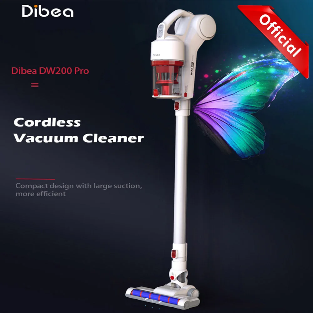 

Dibea DW200 Pro 2 In 1 Vacuum Cleaner Wireless Handheld Powerful Suction Fast Cleaning Large Capacity Cyclone Dust Collector