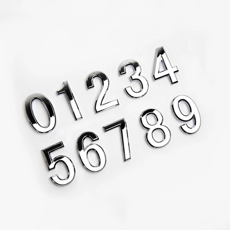 1 unid nueva en casa decoración dirección Scutcheon dígitos Hotel Puerta etiqueta engomada de la placa signo casa número placa 5 cm de plata caliente moderno