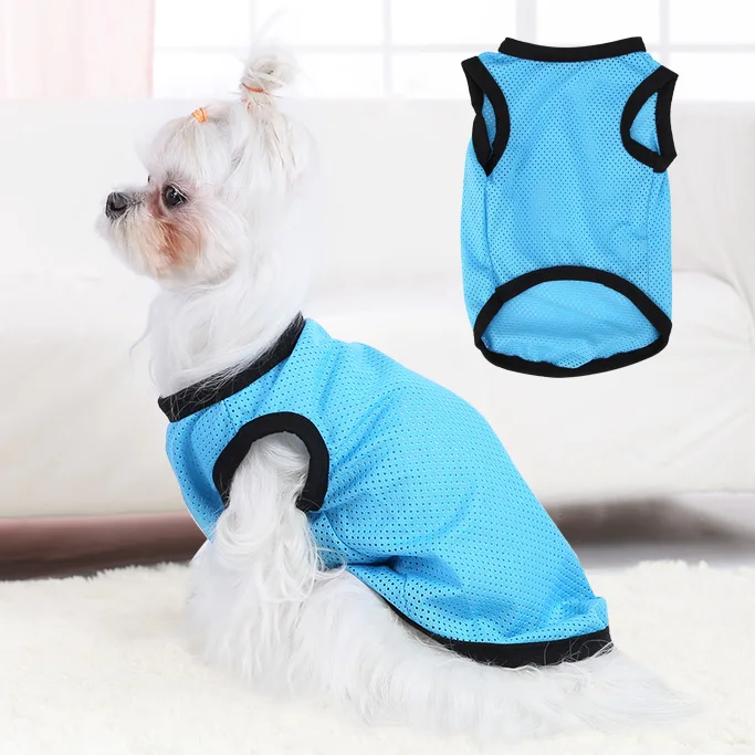 

New Hot Adjustable Soft Breathable Pet Solid Color Round Callor Clothes Dog Mesh Breathable Vest Pet Clothes