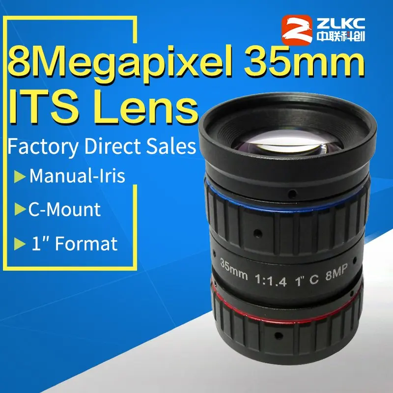 

C Mount lens 35mm 8Mega Pixel ITS 1"Format sensor lenses Correction Industrial camera manual Iris HD CCTV Lens plate recognition