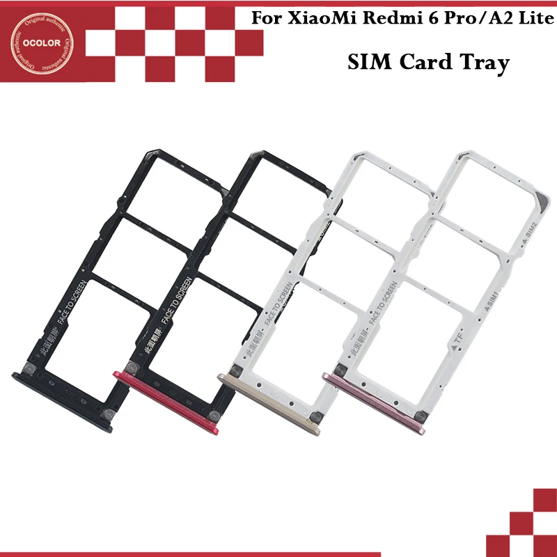 

ocolor For XiaoMi Redmi 6 Pro SIM Card Slot SD Card Tray Holder Adapter Assembly Repair Part For XiaoMi Mi A2 Lite SIM Card Tray