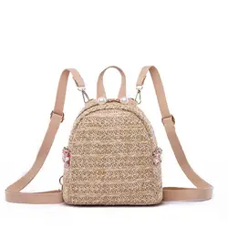 Новинка 2019, соломенный рюкзак из ротанга, Женская мини-сумка на плечо, плетеная открытая пляжная сумка, школьный рюкзак, модные сумки из