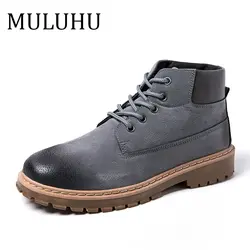 MULUHU/мужская повседневная обувь; Модные Ботинки martin; мужские рабочие модельные ботинки; мужские высокие ботинки на шнуровке; Мужская