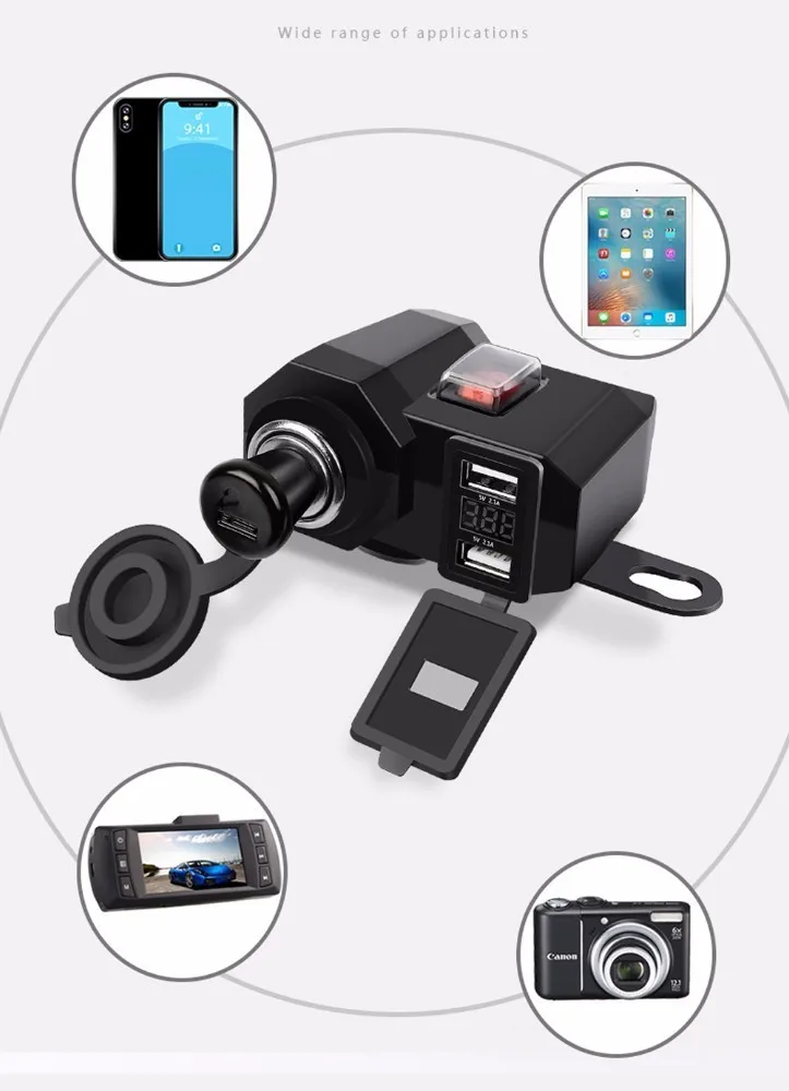 OHANEE мотоциклетное Зарядное устройство USB для телефона 12 В/24 В разъем