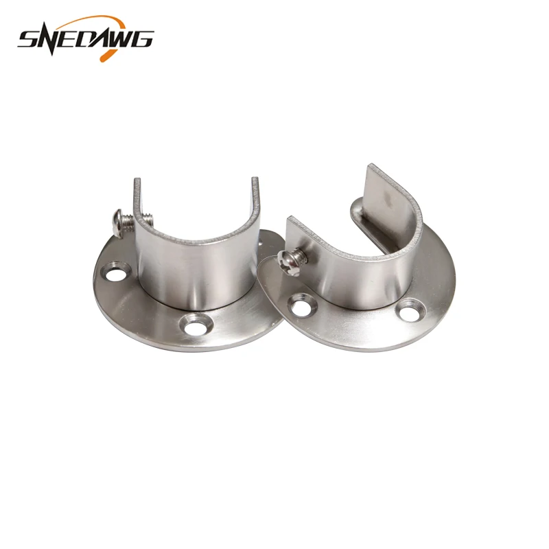 2pcs 25mm 32mm Pipe Flange Bracket Stainless Steel U Type Flange Bracket Socket Wall Mount Cloth 