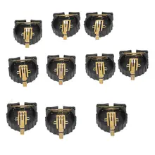 10 Pcs Black Brown Plastic Housing CR1220 Button Cell Battery Sockets Holder Case