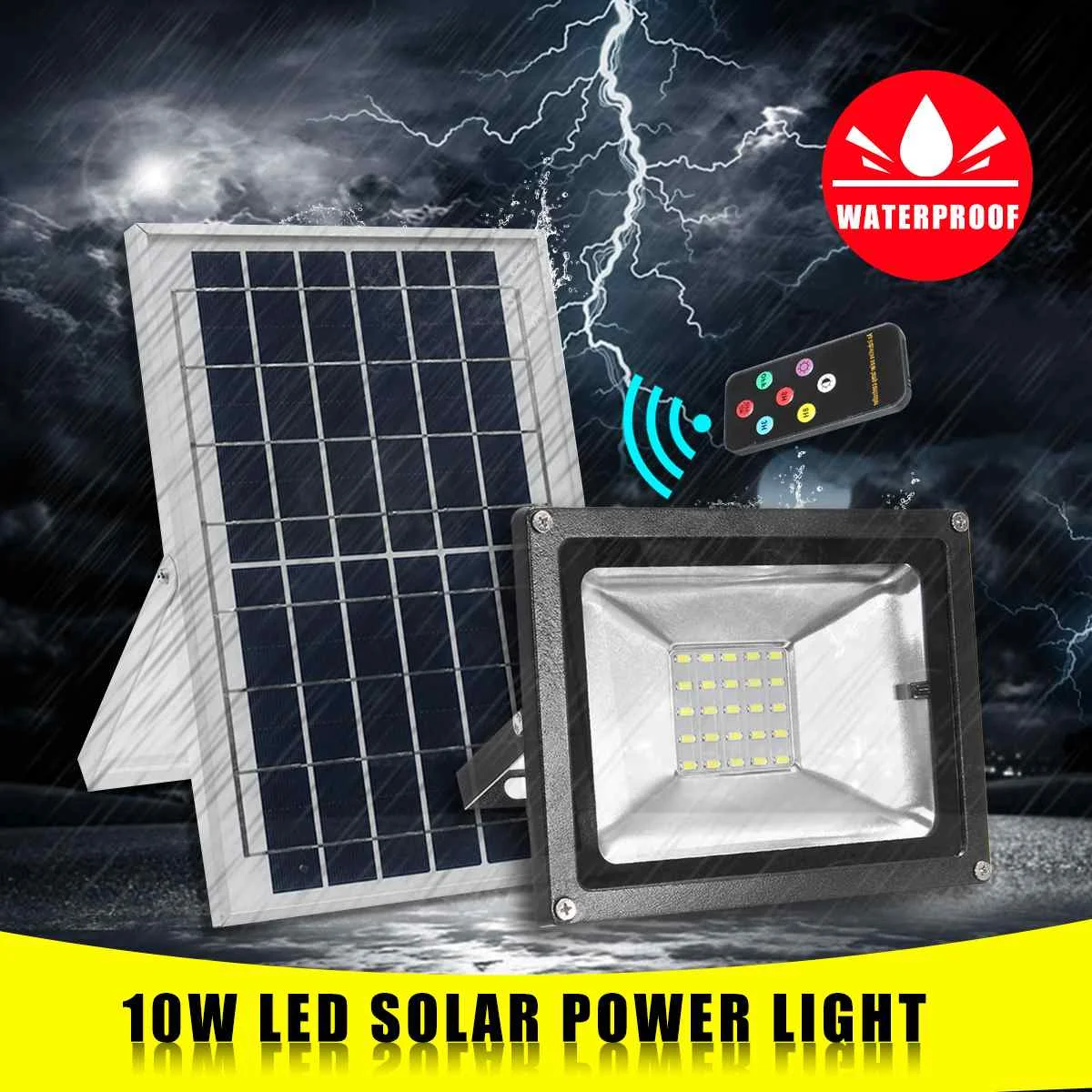 

Smuxi IP65 10W LED Solar Panel Floodlight Waterproof Outdoor Indoor Garden Courtyard Lights Intelligent Wall Lamp Remote Control