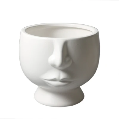 

Matte Face Flower Pot Scandinavian Style Pure White Color Home Decorative Vase Human Head Flower Arrangement Large Mouth Vase
