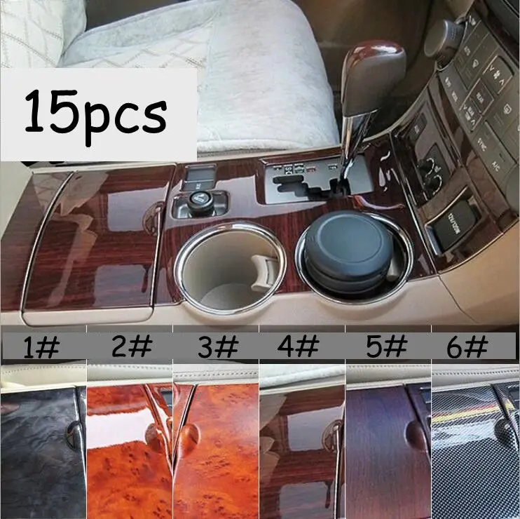 15Pcs/Set Car Interior Dashboard Gear Shift Knob Panel Cover Trim Kit For Toyota Highlander 2009-2014 Car Styling Accessories