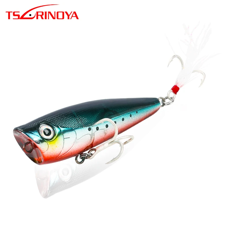 

TSURINOYA Fishing Lure DW20 60mm 7.0g Topwater POPPER With Feather Treble Hook Hard Bait Artificial Lure Full Swimming Layer