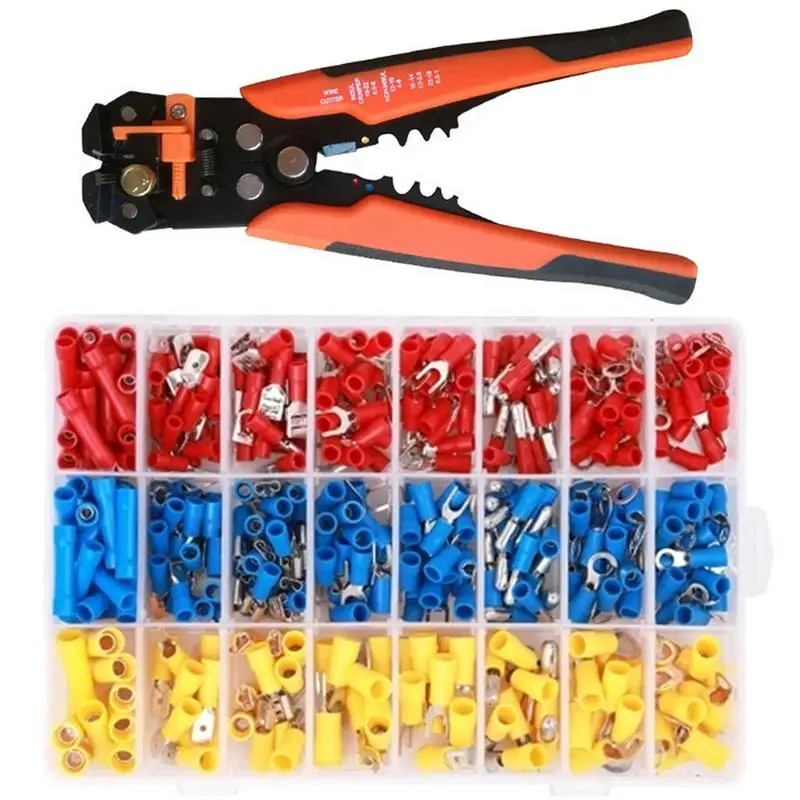 

5 In 1 Automatic Wire Stripper Crimper Kit 400PCS/Set Plastic Connectors Wire Terminal Set Micro Adjuster Knob Wire Stopper