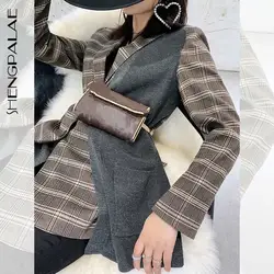 SHENGPALAE 2019 новые весенние куртки пэчворк плед с длинным рукавом Turn-Down Воротник корейская мода женщин Винтаж прилив пальто FI823