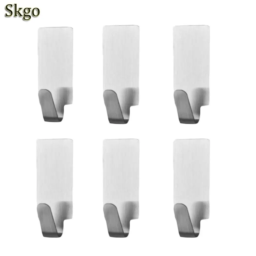 

Wall Adhesive Home Silver adhesive wall steel stick Stainless hooks on Kg Small 3/6Pcs 1 Steel Hooks Kitchen Items Stick