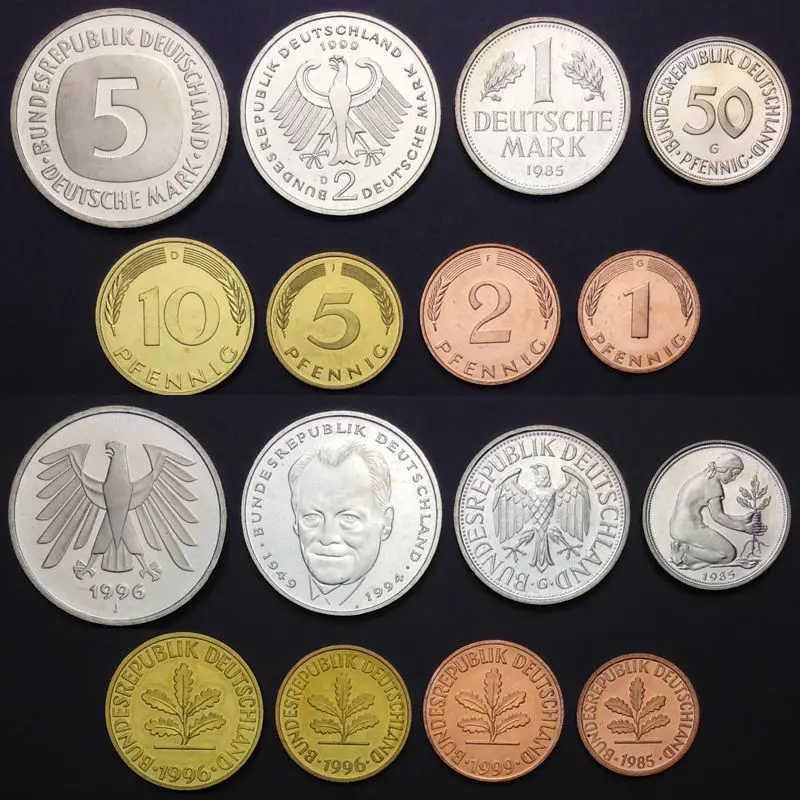 Женский комплект из 8 монет немецкая монета 1800-240-2001 UNC unциркулирует коллекционные