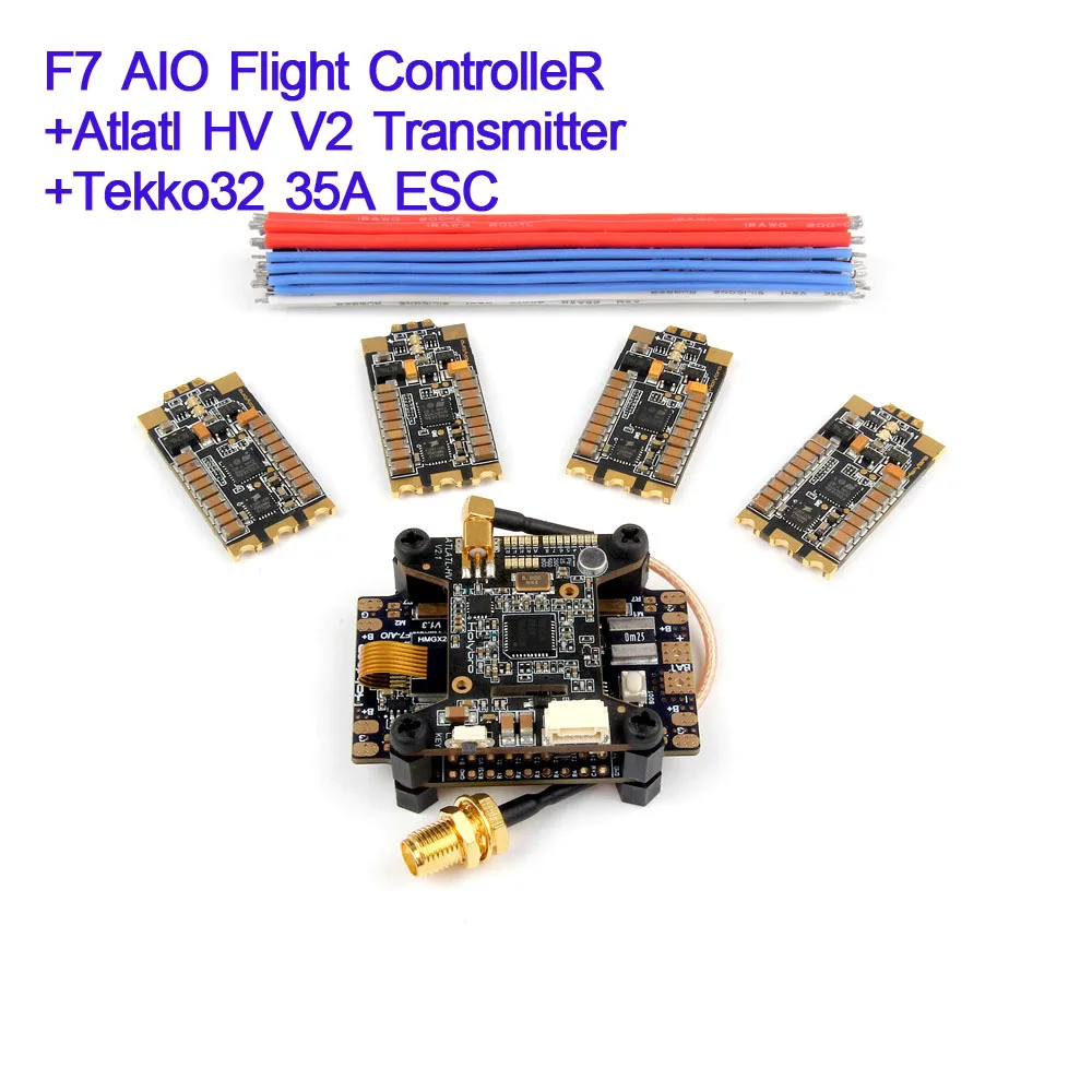Контроллер полета holybroo Kakute F7 AIO/Tekko32 35A BLHeli_32 ESC Dshot1200 2 6S / Atlatl HV V2 FPV передатчик для