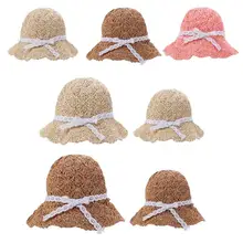 Ручное плетение крючком соломенная шляпа для девочек Детская Летняя Открытая шляпа от солнца