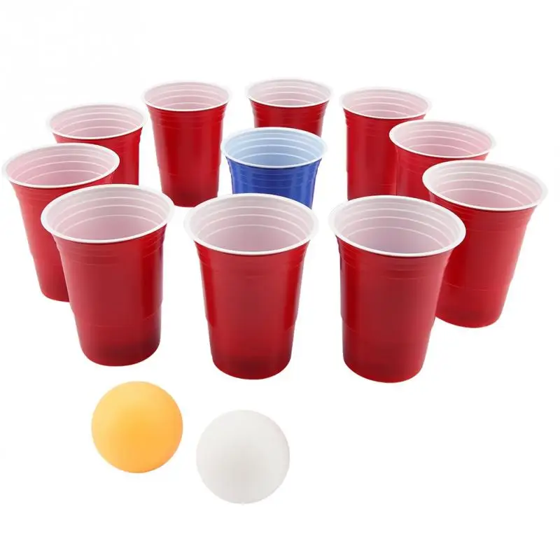 

Drinking Game Set Beer Pong Set Beer Pong Entertainment Fun Party Game Drinking Toy Beer Pong Cups-11 Cups 2 Ping-Pong Balls