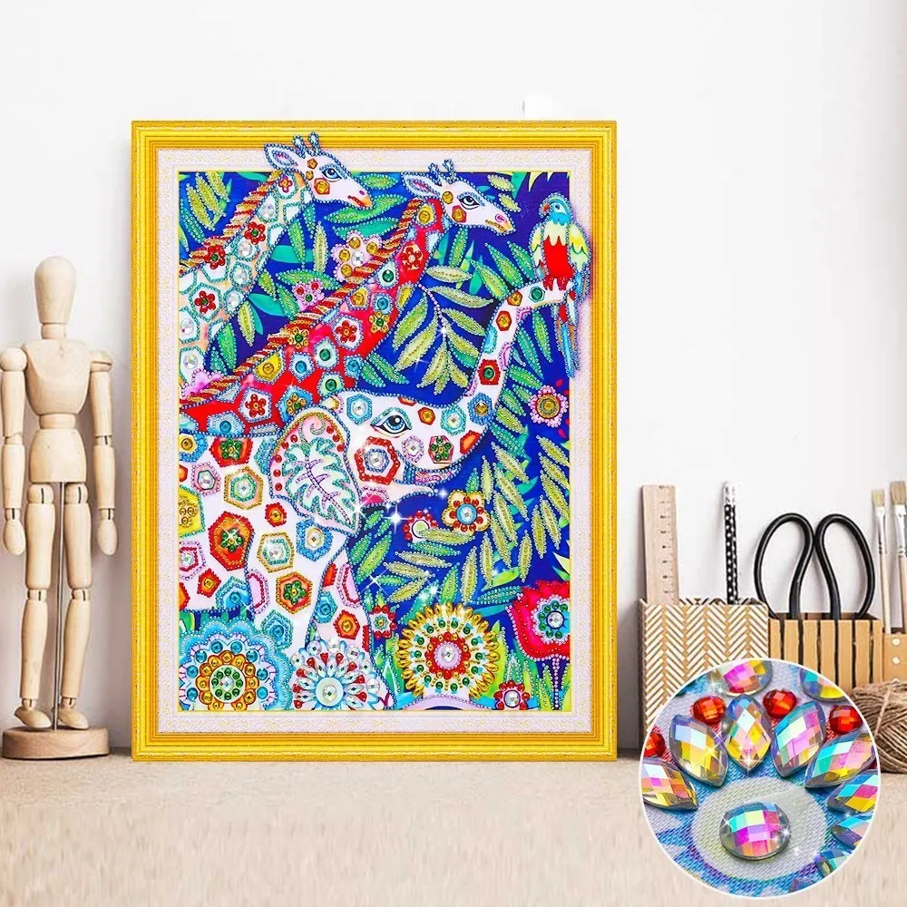 

Huacan 5D DIY Diamond Painting Animals Diamond Embroidery Giraffe Pictures Of Rhinestones Mosaic Painting Round Drill 40x50