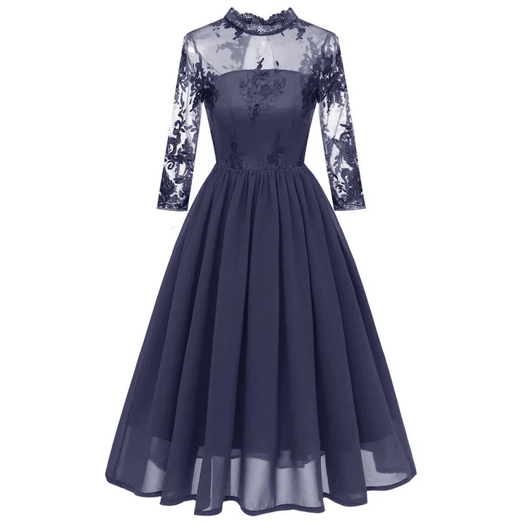 MUXU кружевное шифоновое винтажное платье с вышивкой vestidos Женская одежда kleider