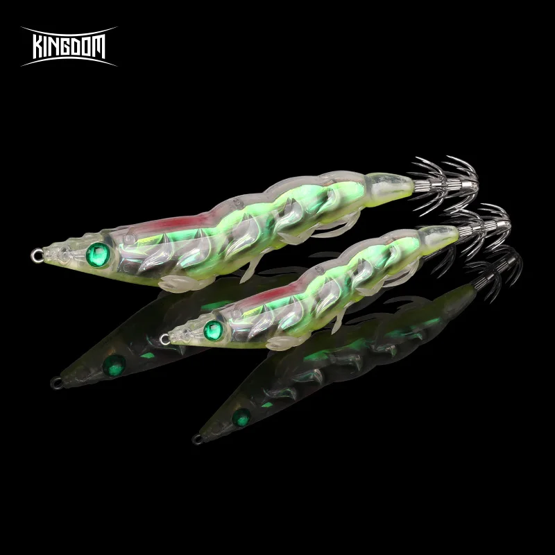 

Kingdom 2019 New Fishing Lures 108mm 20g Squid Lures Lead Sinker Jigs Shrimp Baits With Squid Hook Soft foot Luminous Wobblers