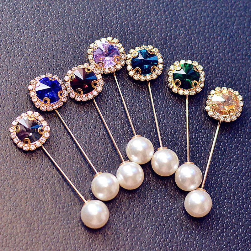 

Hot 1PC Rhinestone Flower Brooch Lapel Wedding Boutonniere Islamic Hijab Head Scarf Pin
