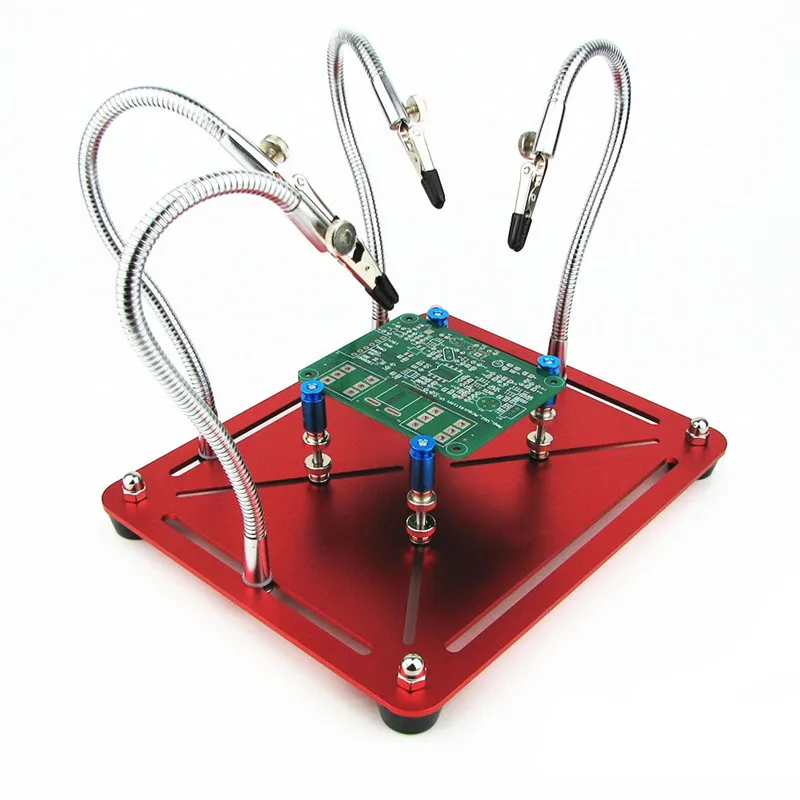 

Aluminum Alloy CNC 4 Arm Soldering Station with Removable Clamp Holder 230x185mm for PCB RC Drone FPV Racing