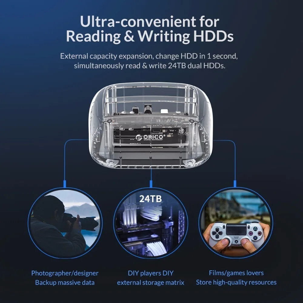 Корпус жесткого диска ORICO Dual Bay 2 порта USB 5 Type C внешний жесткий диск 3 шт. док