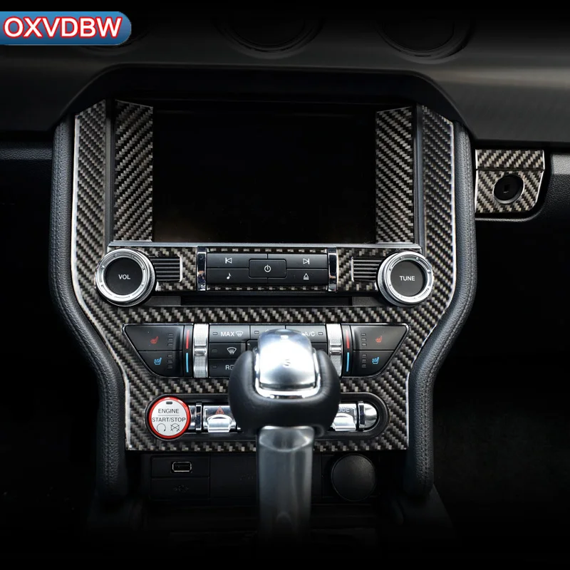 

For Ford Mustang Carbon Fiber Central Control Air Conditioning CD Panel Cover Trim Sticker Car Styling 2015-2019 Accessories