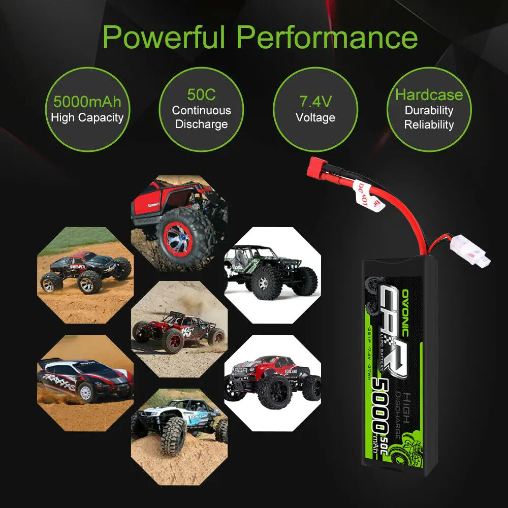 Аккумуляторы OVONIC LiPo 2S 50C 5000 мАч Т образный штекер 7 4 В для автомобиля ARRMA 1/8 1/10 RC Emaxx