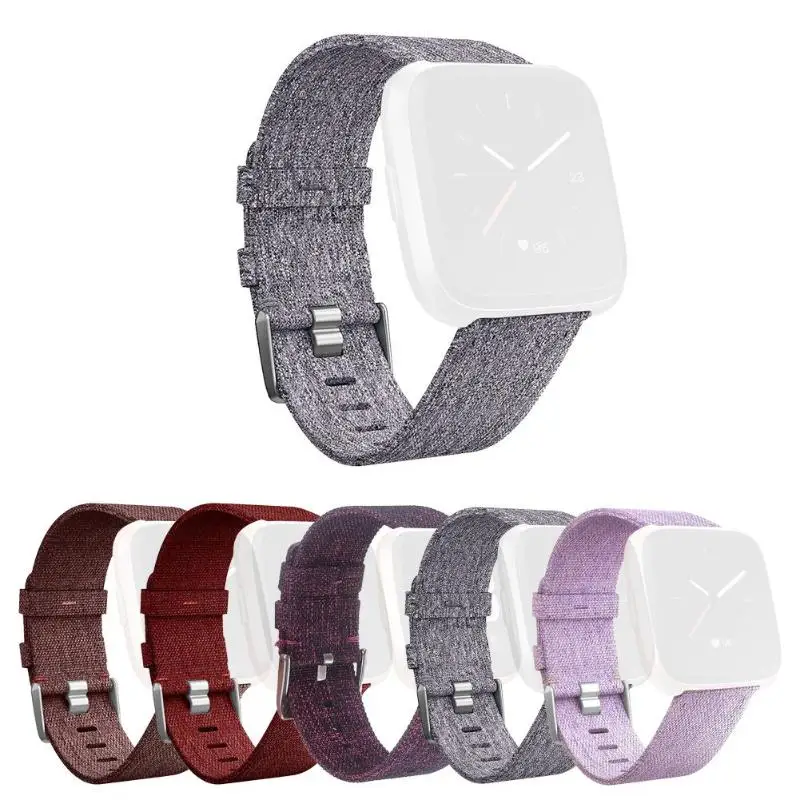 

Canvas Bracelet Watch Band Wrist Strap w/Buckle Connector for Fitbit Versa
