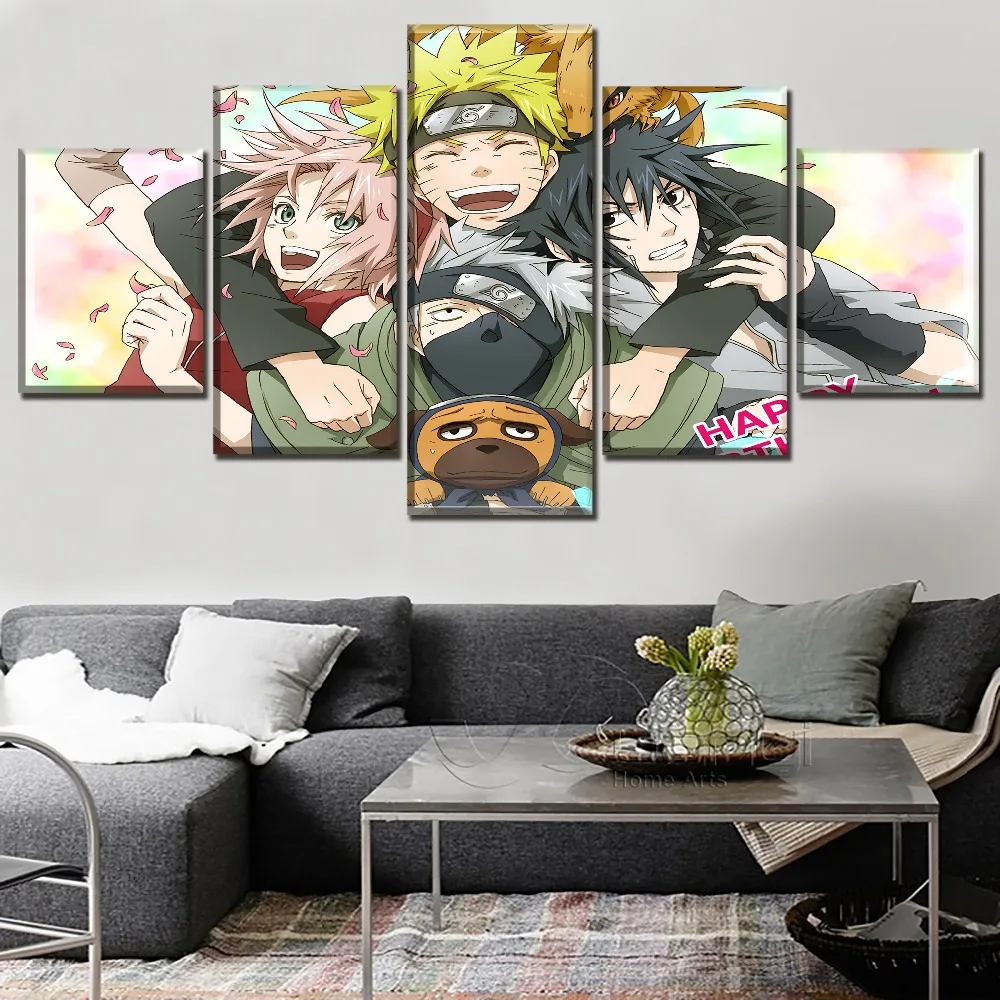 

Canvas HD Print Painting 5 Panels Anime Naruto Smile Role Poster Wall Art Home Decorative Pictures Framework For Modern Bedroom