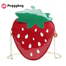 Милые сумки на плечо с цепочкой в виде клубники для девушек, женская сумка через плечо из лакированной кожи, сумки для покупок, повседневные сумки через плечо