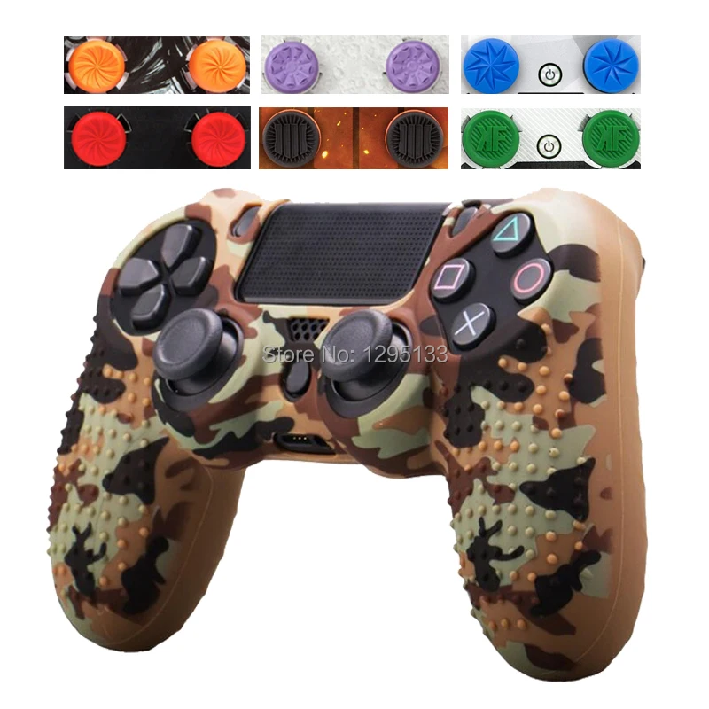 

Soft Silicone Rubber Case Cover For Play Station Dualshock 4 PS4 DS4 Pro Slim Controller Skin w/ PS4 Thumbstick Extenders