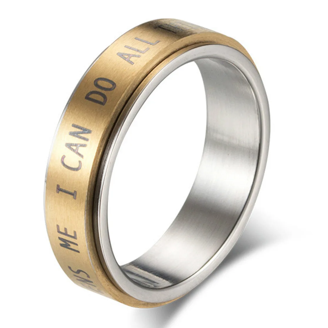 Christian Spinner Knuckle Ring Stainless Steel Religious Fashion Womens Rings Jewelry For Women