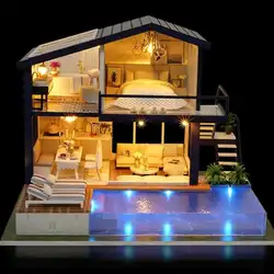2019 Новый DIY 3D Деревянный Мини Кукольный домик для детей Xmas квартира кукольный дом мебель развивающие игрушки мебель для детей