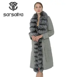 SARSALLYA новая мода пальто женский меховой воротник верхняя одежда осень зима куртка повседневное для женщин длинное