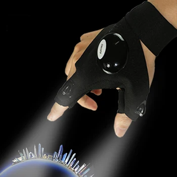 

Black Outdoor Fishing Magic Strap Fingerless Glove LED Flashlight Torch Cover Camping Hiking Rescue Tool Glow Party Supplies