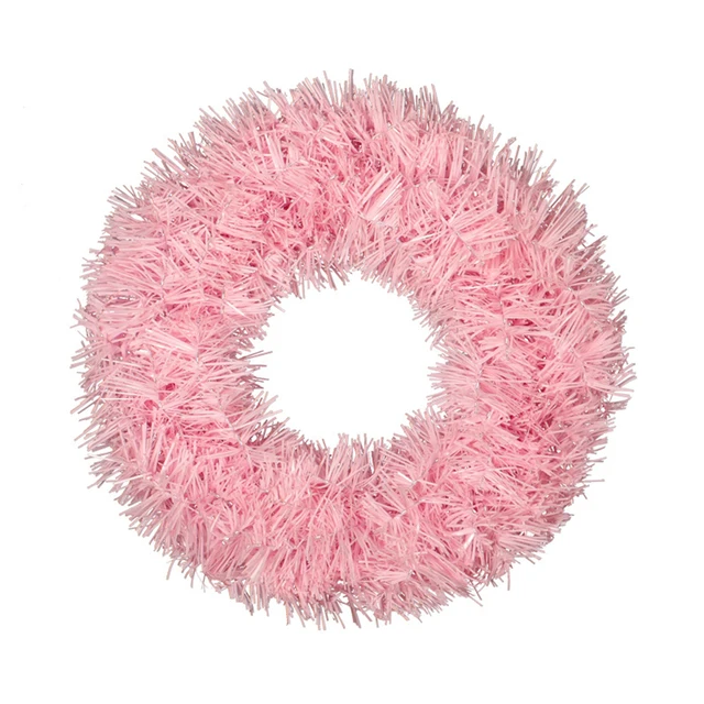 New Pink Christmas Wreath Christmas Hanging Door Garland Decor Plastic