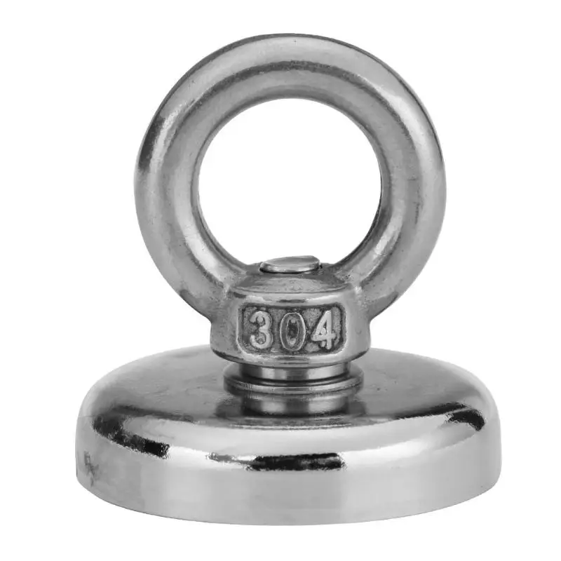 

8 Sizes Strong Powerful Round Neodymium Magnet hook salvage magnet sea Fishing equipment Holder Pulling Mounting Pot with ring
